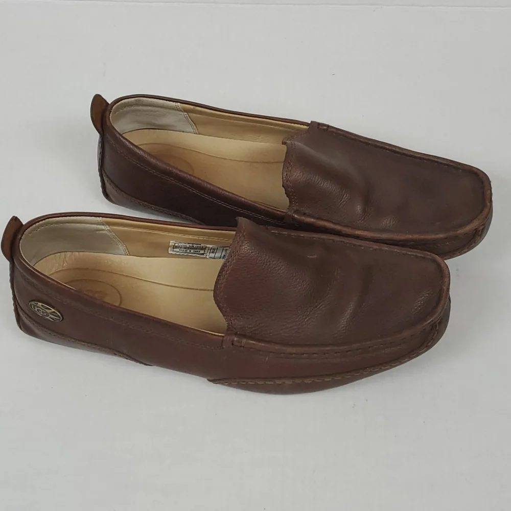 UGG brown leather men slip on shoes mocasin size 12